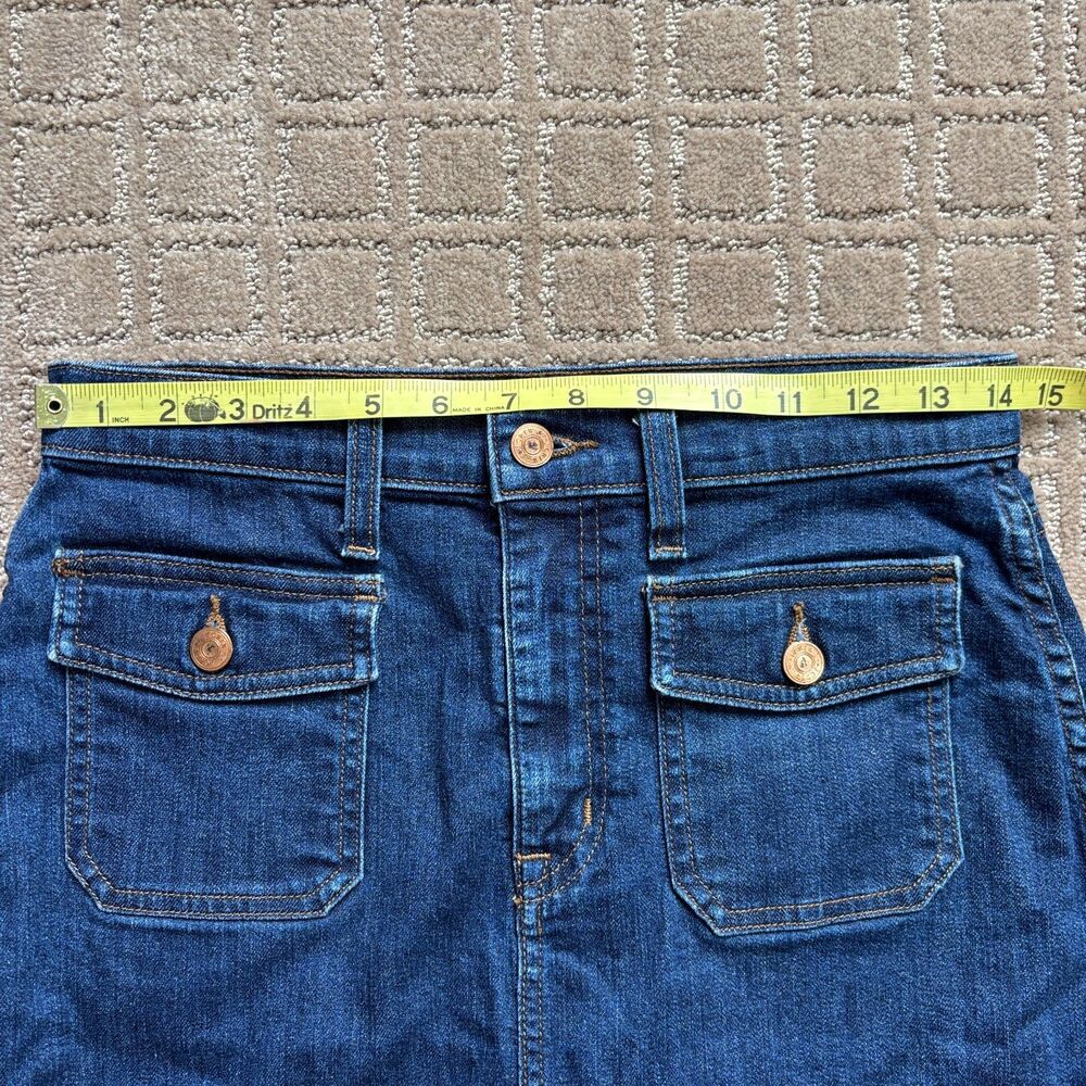 J Crew Patch Pocket Denim Jean Skirt Women's 28 Blue A Line Western Cowgirl Cute - Picture 5 of 7